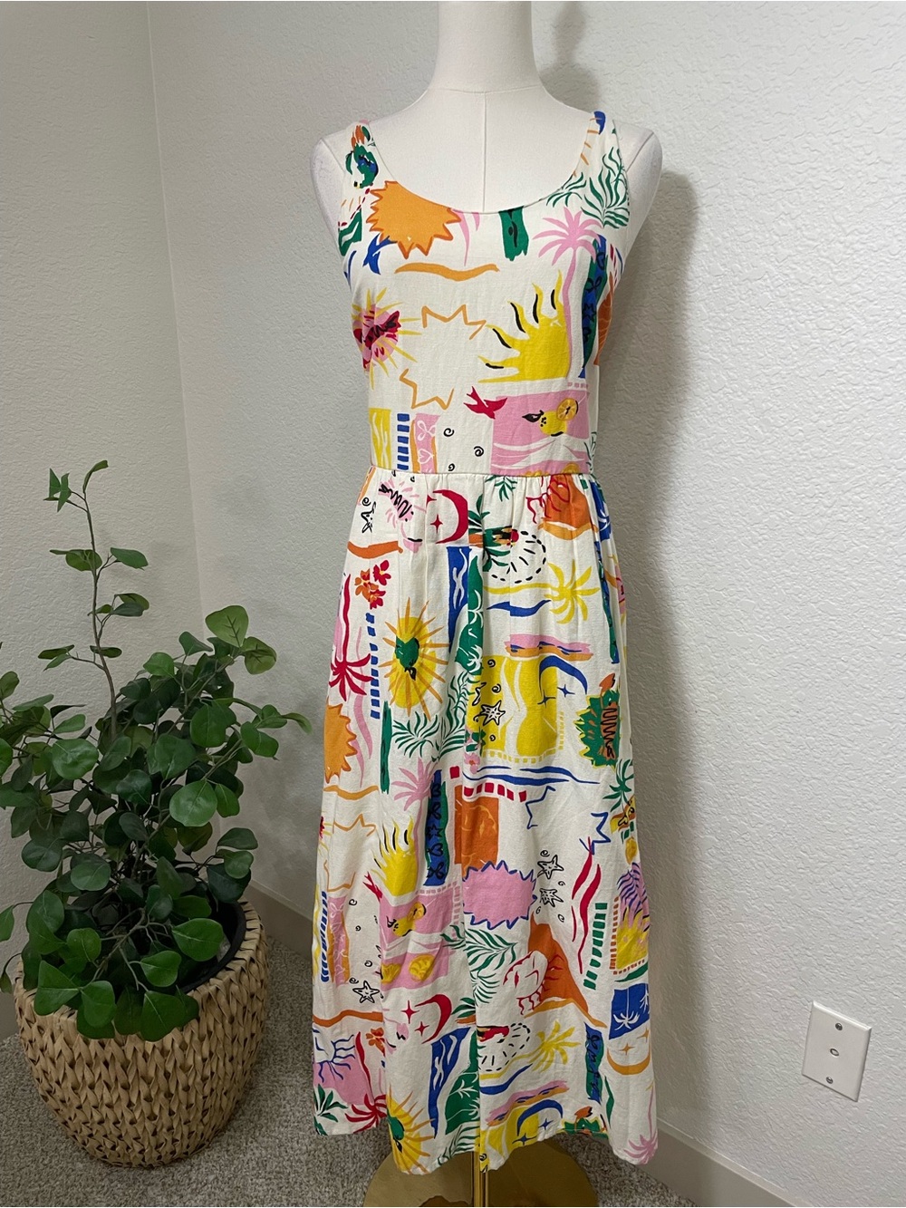 Sincerely Jules Printed Cutout Midi Dress Lined Rayon Size Small